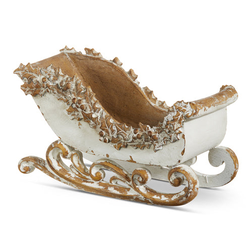 Raz Distressed White Holly Sleigh