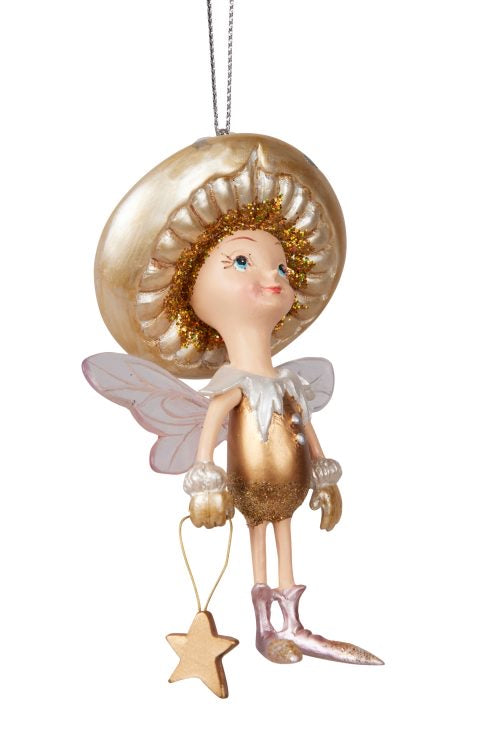 Gold Mushroom Fairy Ornament