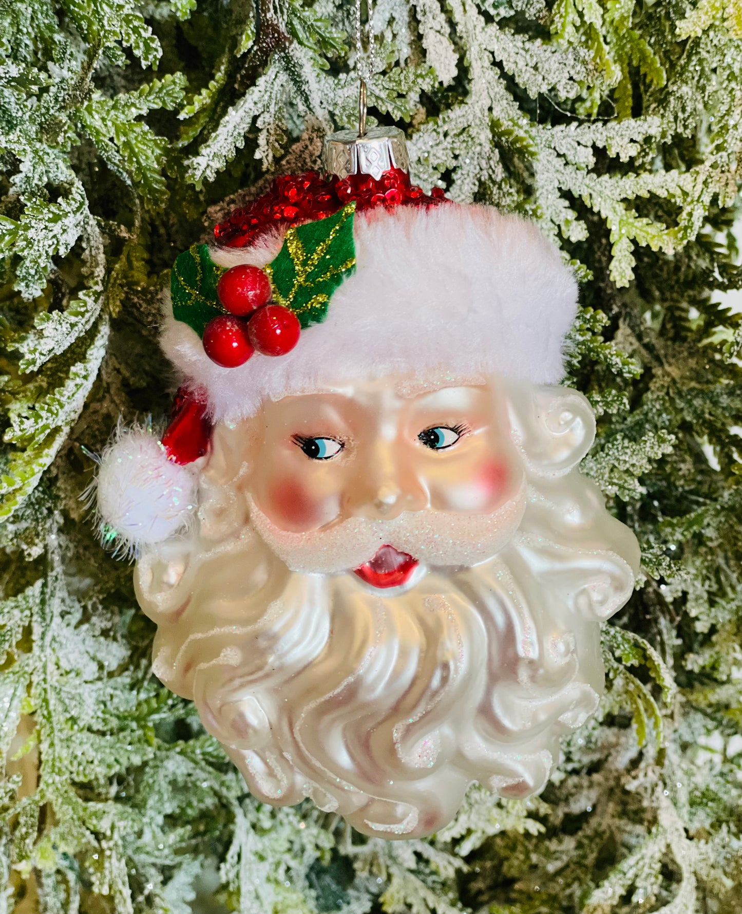 Glass Santa Ornament