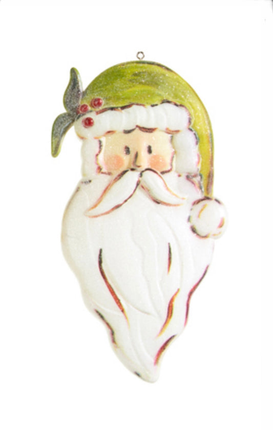 Raz Green Hat Santa Ornament