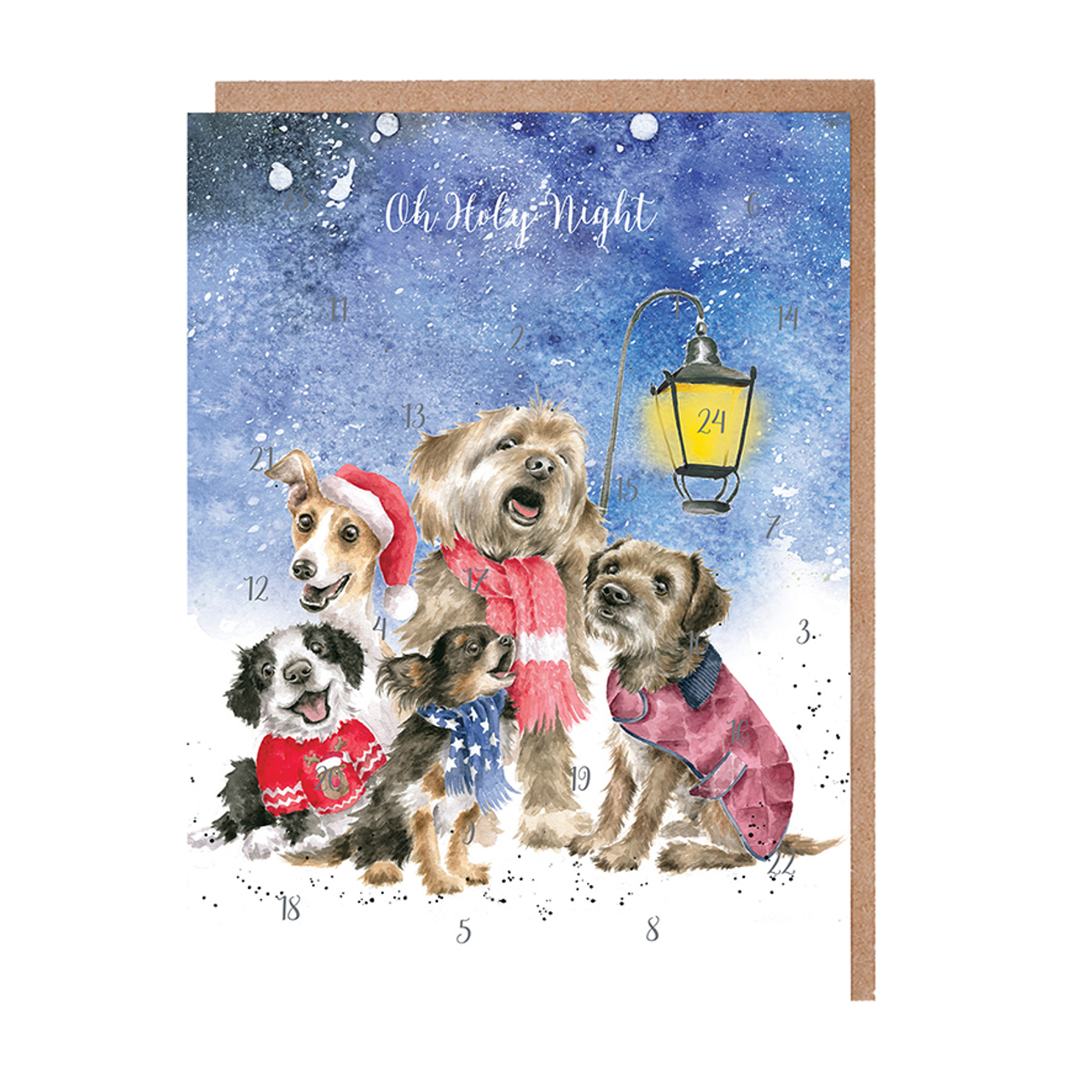 Oh Holy Night A5 Puppy Advent Card