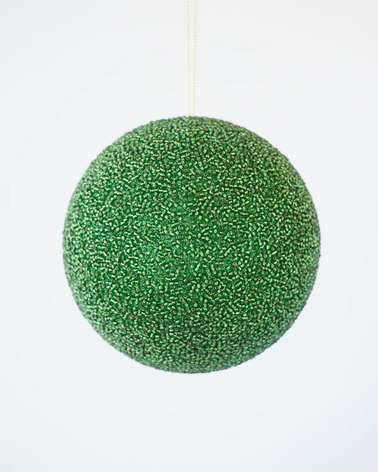 Beaded Glitter Ball Ornament Green 12cm