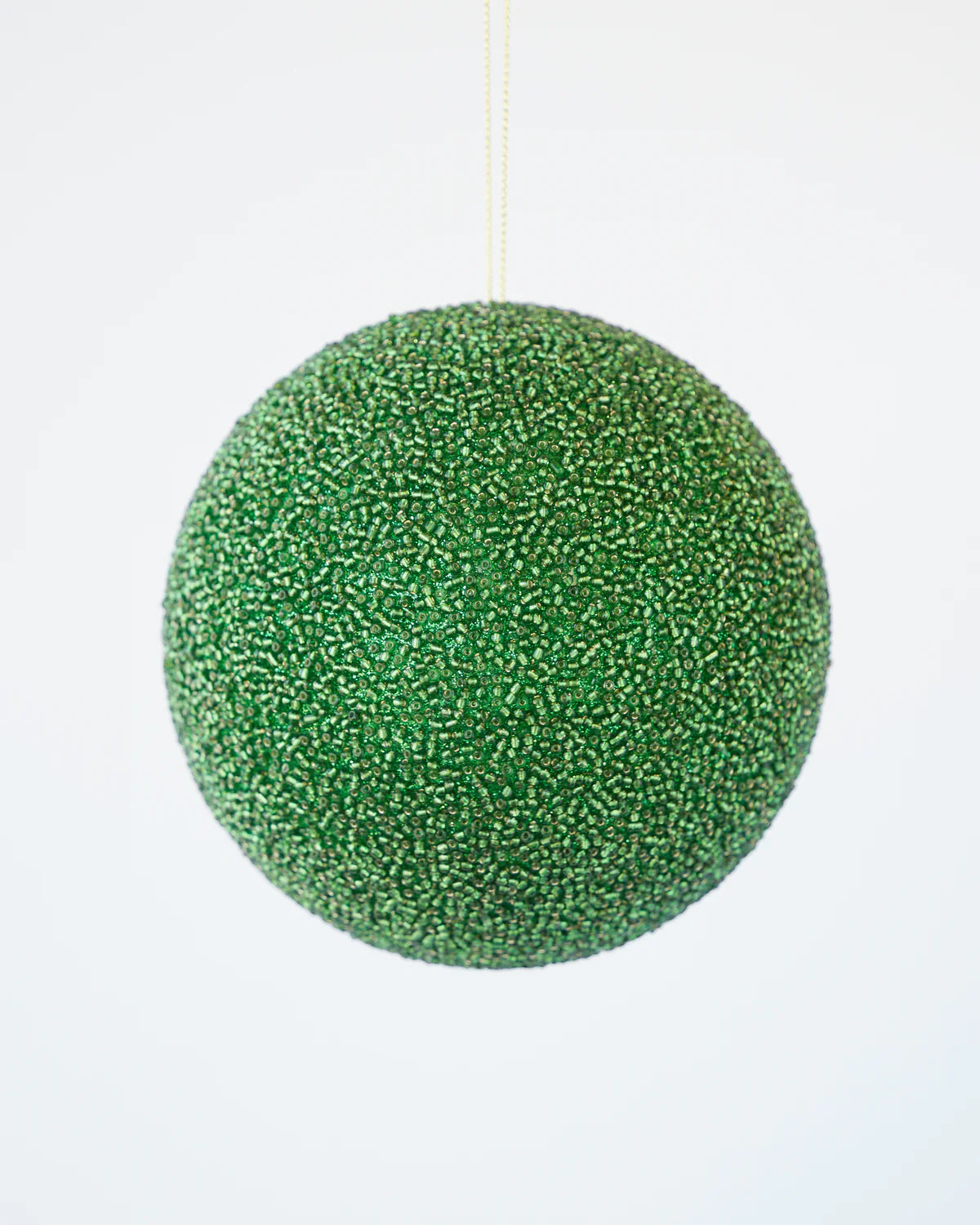 Beaded Glitter Ball Ornament Green 12cm
