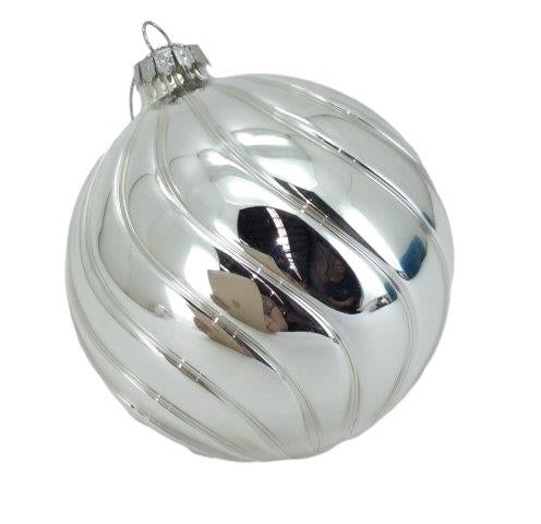 Shiny Silver Swirl Bauble