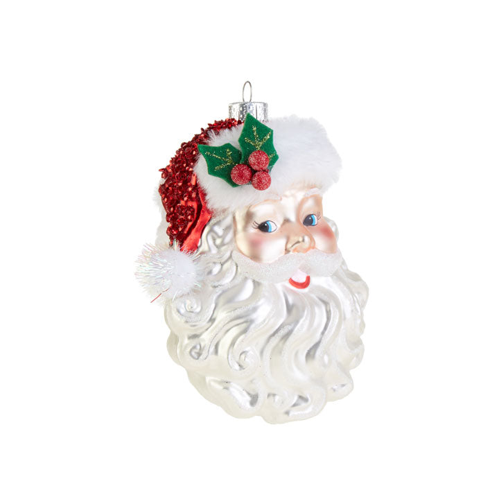 Glass Santa Ornament