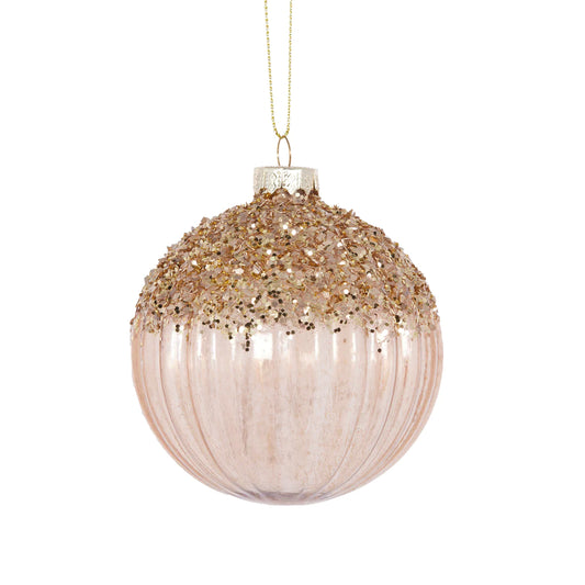 Smokey Champagne Glitter Bauble