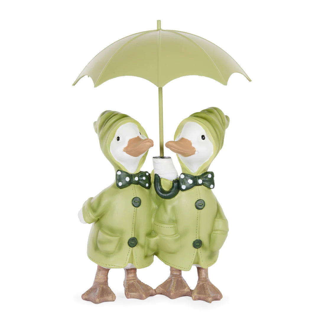 Rainy Ducks with Umbrella