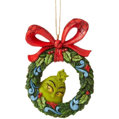 Jim Shore Grinch Peeking Through Wreath Ornament