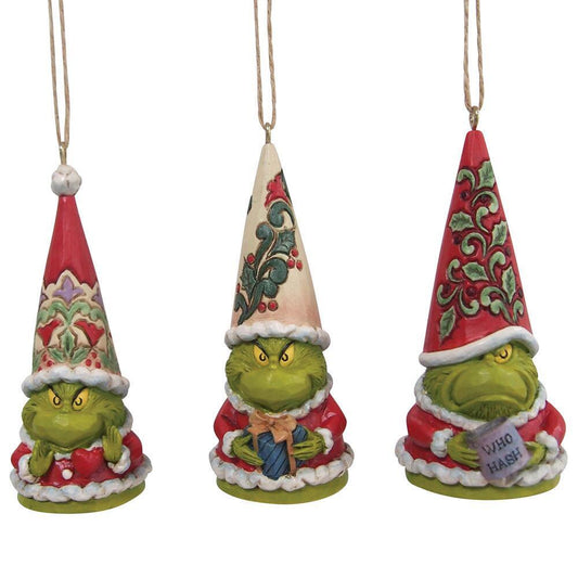 Jim Shore Grinch Set of 3 Gnome Ornaments