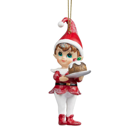 Elf with Pudding Ornament