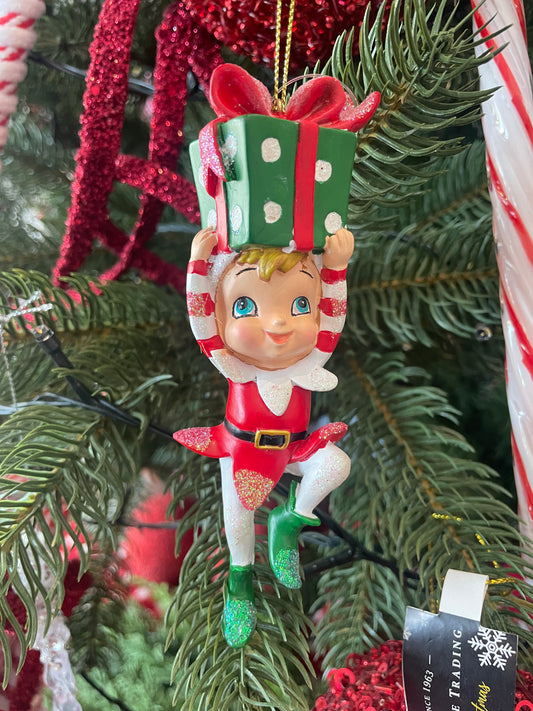 Elf with Gift Ornament