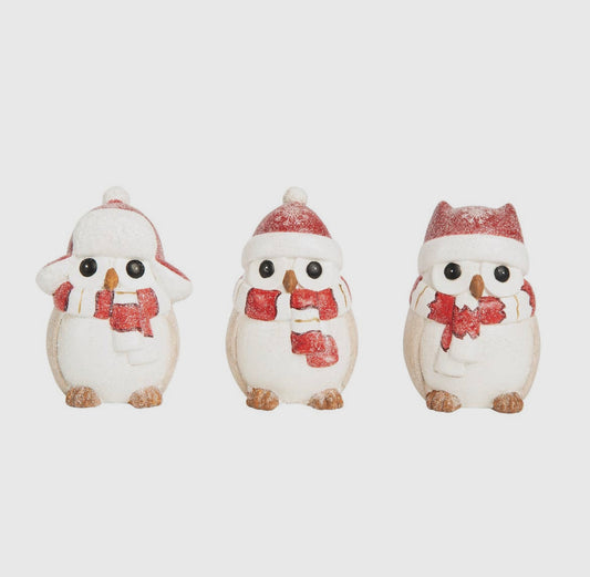 Christmas Snowy Owl Set of 3