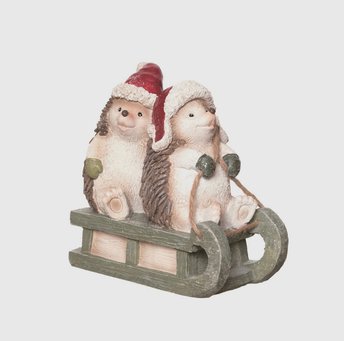 Holiday Hedgehogs on Sled