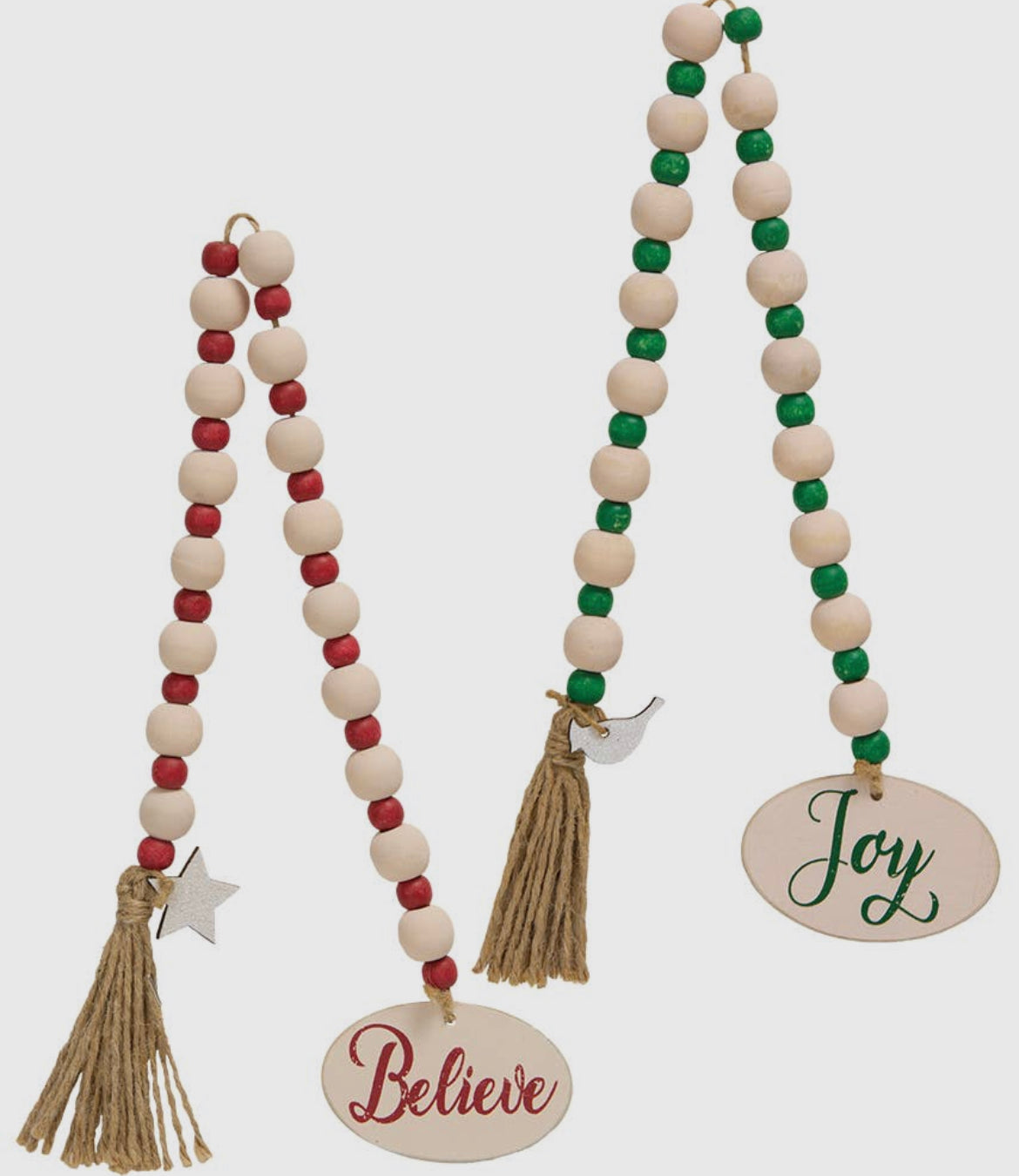 Wooden Green & White Joy Garland