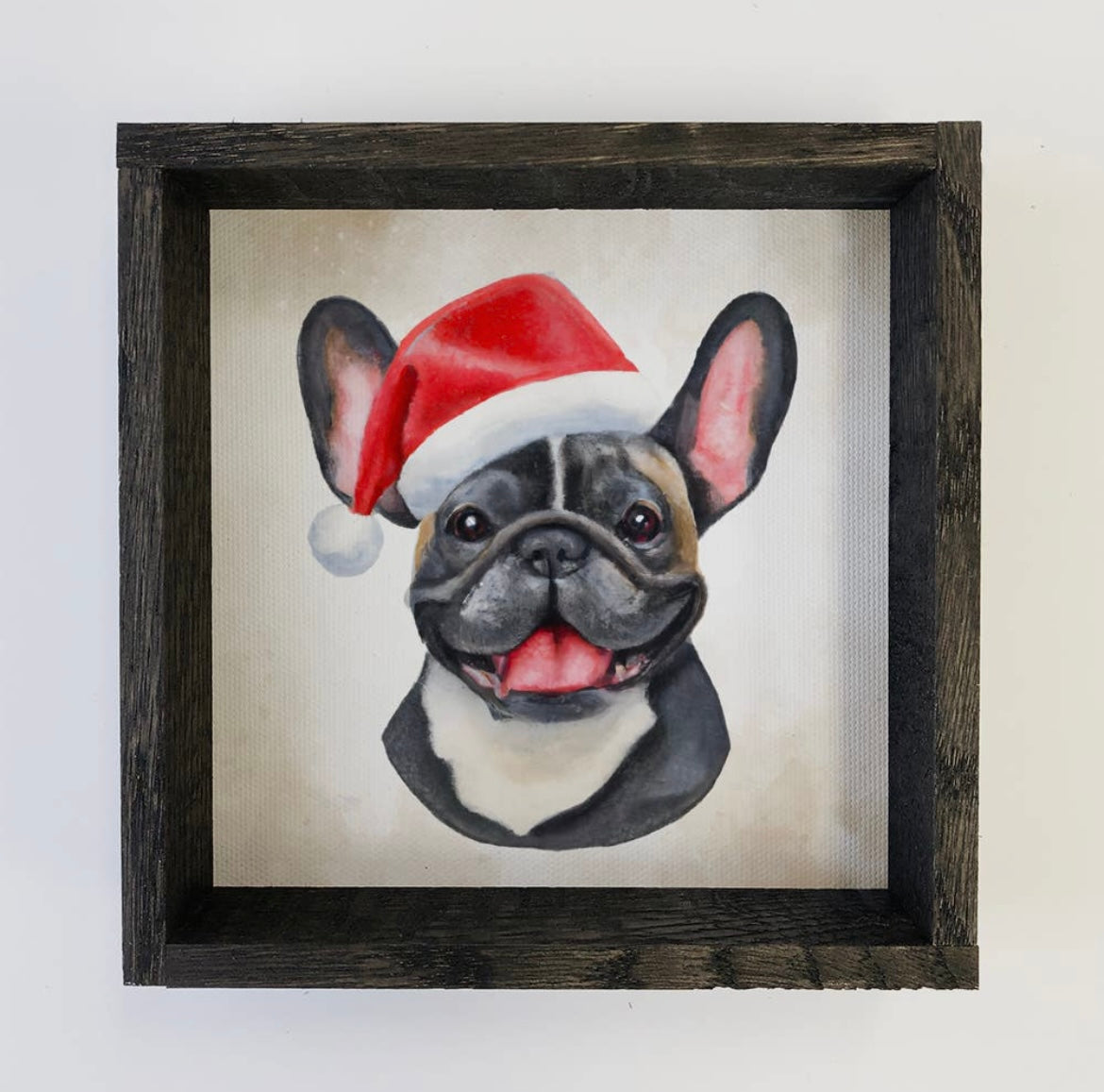 French Bulldog in Santa Hat Sign