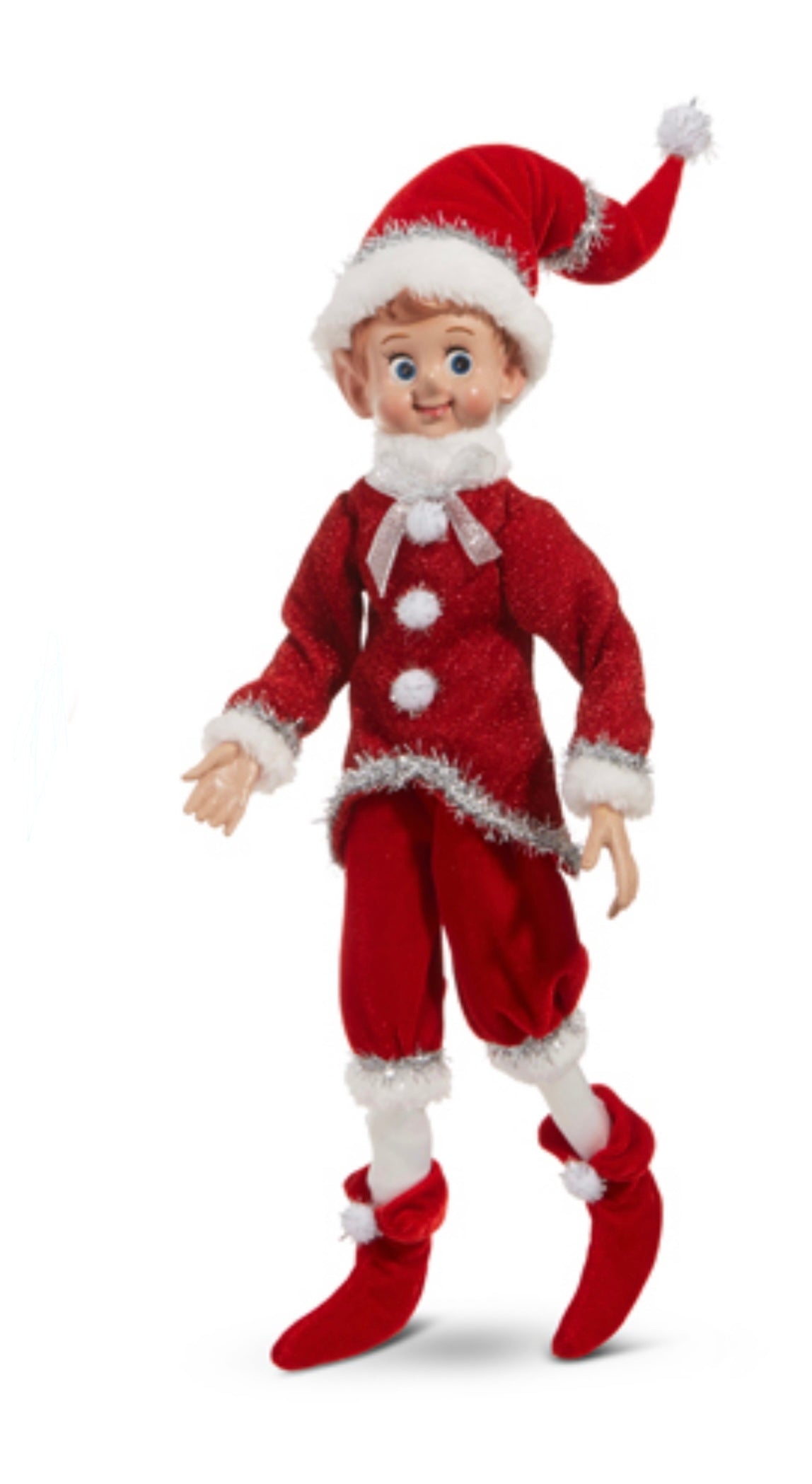 Raz Vintage Posable Elf with Pom Poms