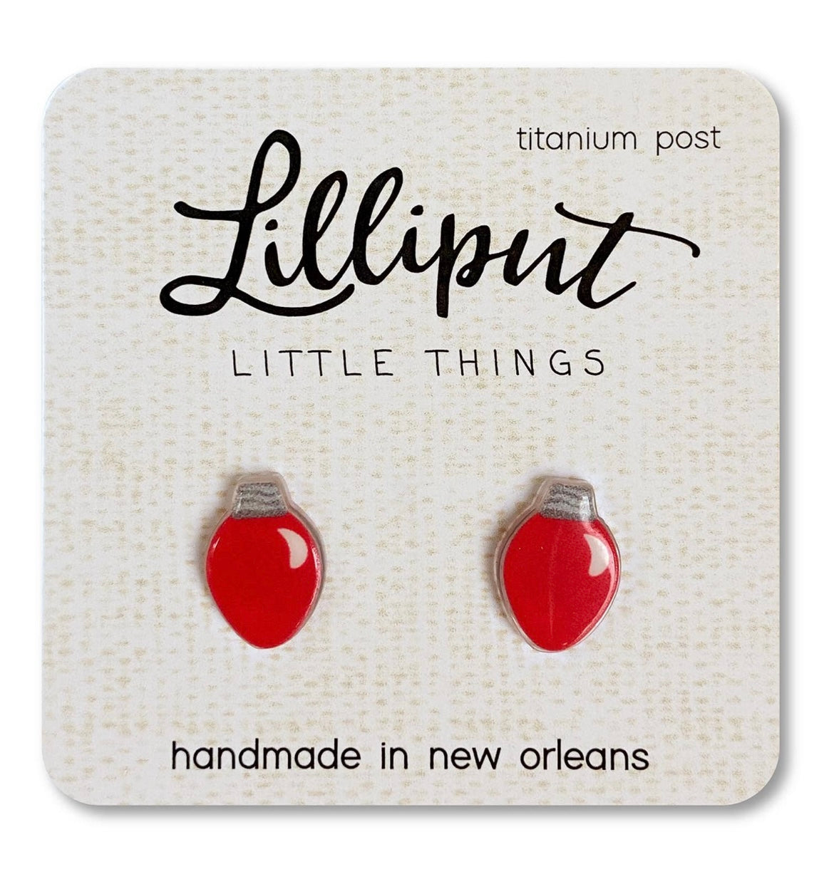 Lilliput Red Light Bulb Stud Earrings