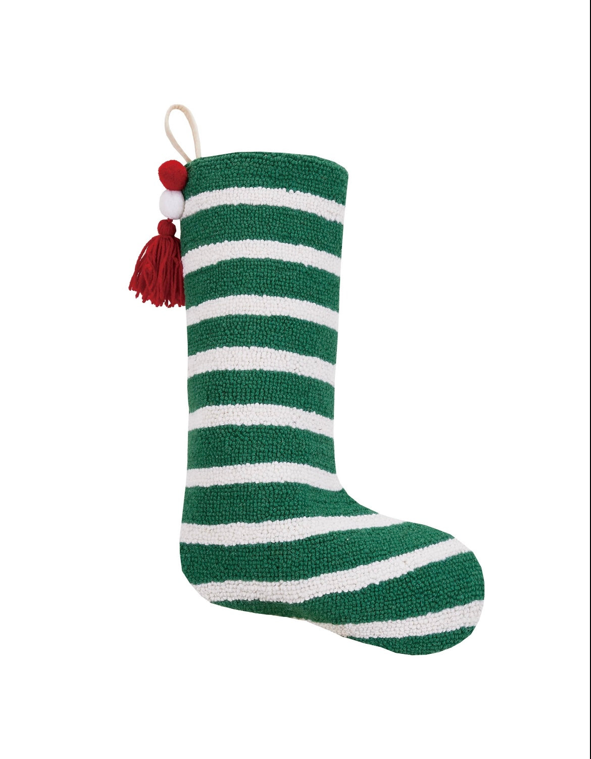 Green Stripe Hooked Stocking