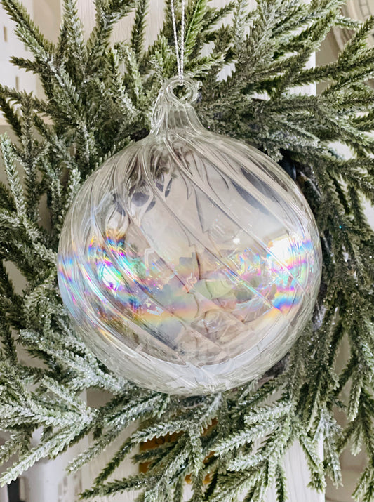 Clear Swirl Iridescent Bauble