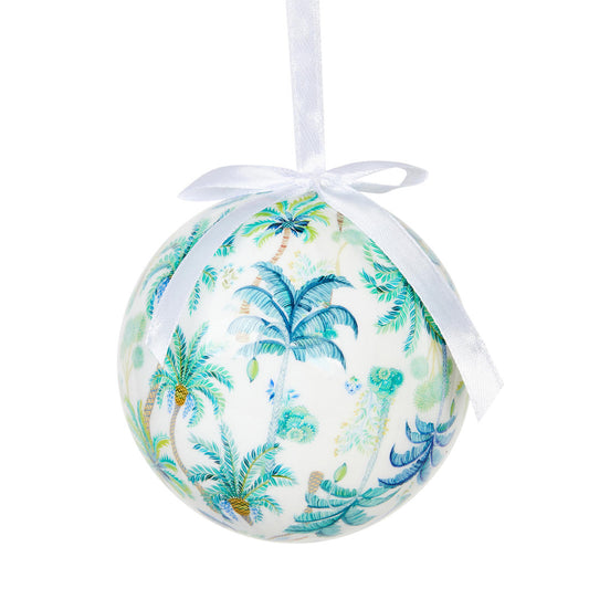 Box Set of 6 Vintage Palm Baubles White