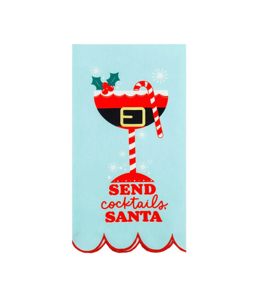 Send Cocktails Santa Tea Towel