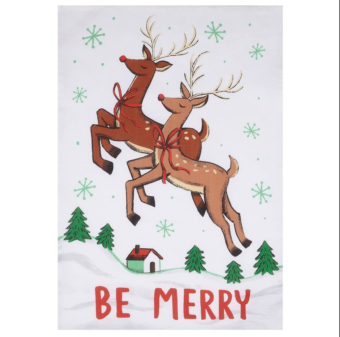 Be Merry Reindeer Tea Towel