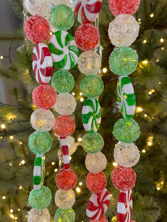 72” Frosted Peppermint Candy Garland