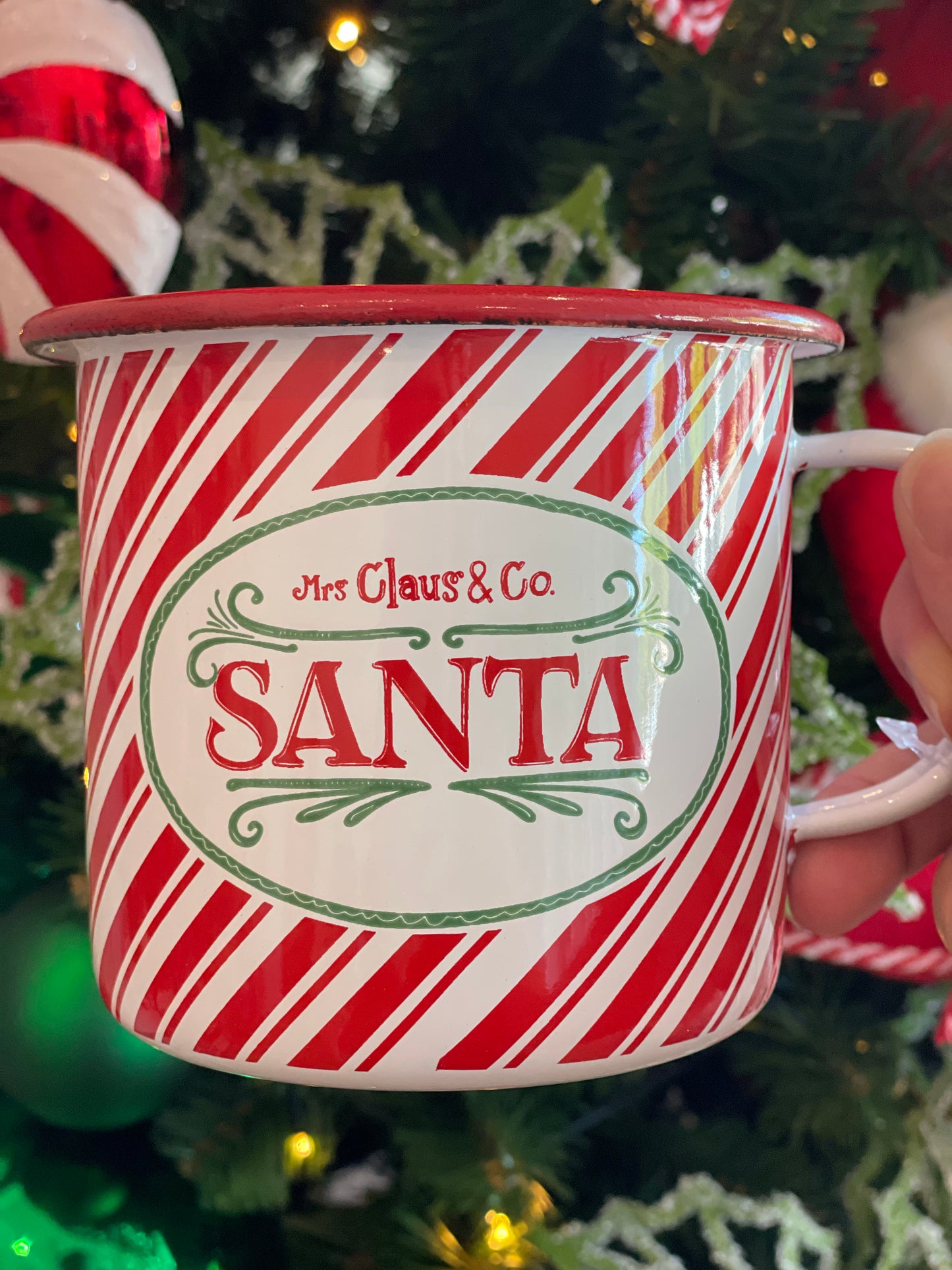 Mrs Claus & Co Enamel Santa Mug